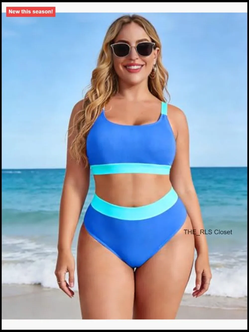 Plus Size High Waisted Tummy Control Bikini Set Sporty Two Piece Swimsuits